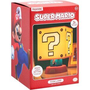 Super Mario Icon Lamp Kid Yellow Cube Night Light LED Dimmable Lamp Nintendo NEW
